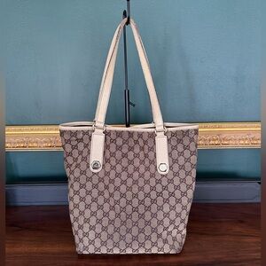 Gucci Beige and Dark Brown Monogram Shoulder Bag